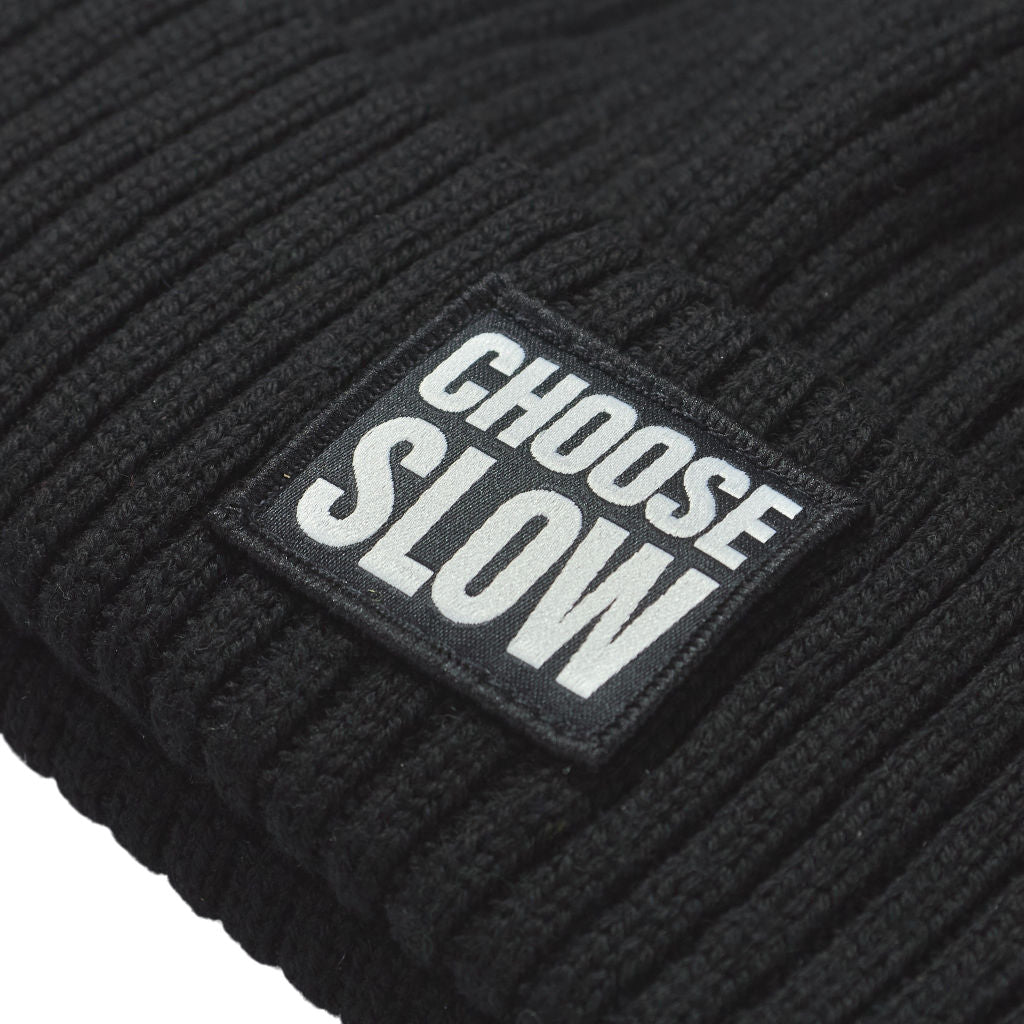 Katharine Hamnett x John Smedley Black Ribbed Beanie