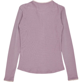 WYSE Mauve Lace Trim Henley Top