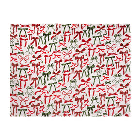 Nathalie Festive Bows Printed Fleece Throw Berry/Pine