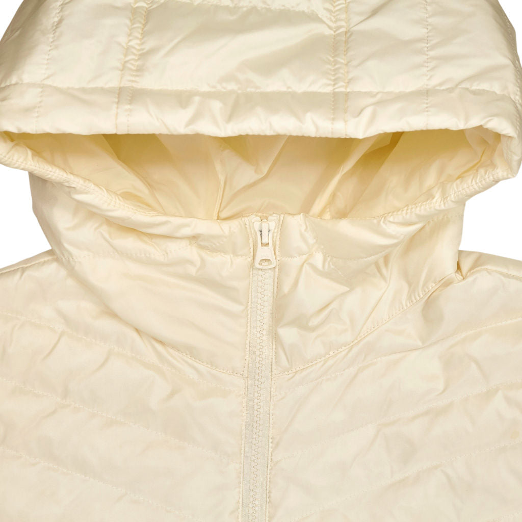 Lands' End Cream Quilted Hooded Jacket