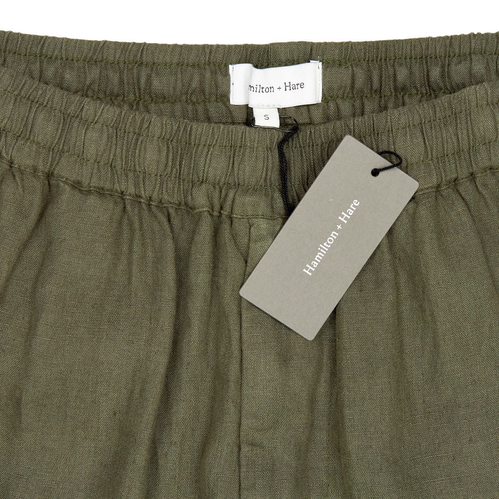 Hamilton + Hare Olive Green Linen Trousers