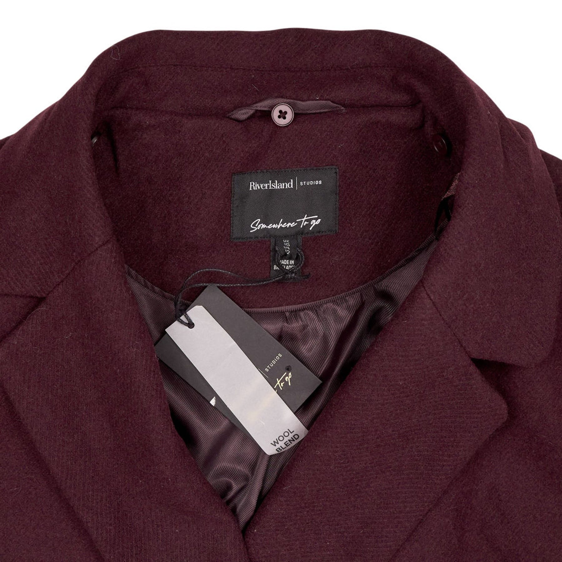 River Island Purple Wool Blend Coat