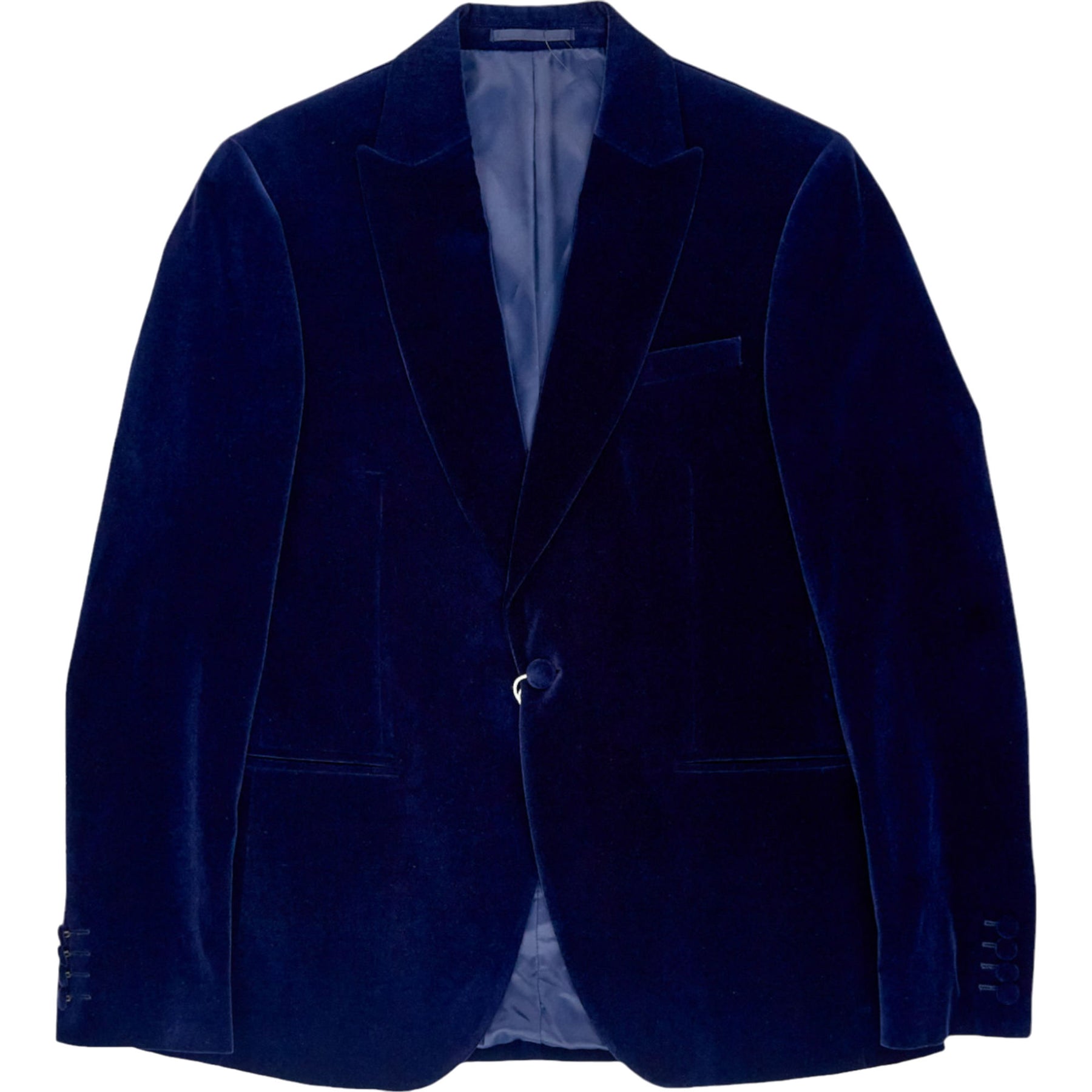 Moss Navy Velvet Slim Fit Jacket