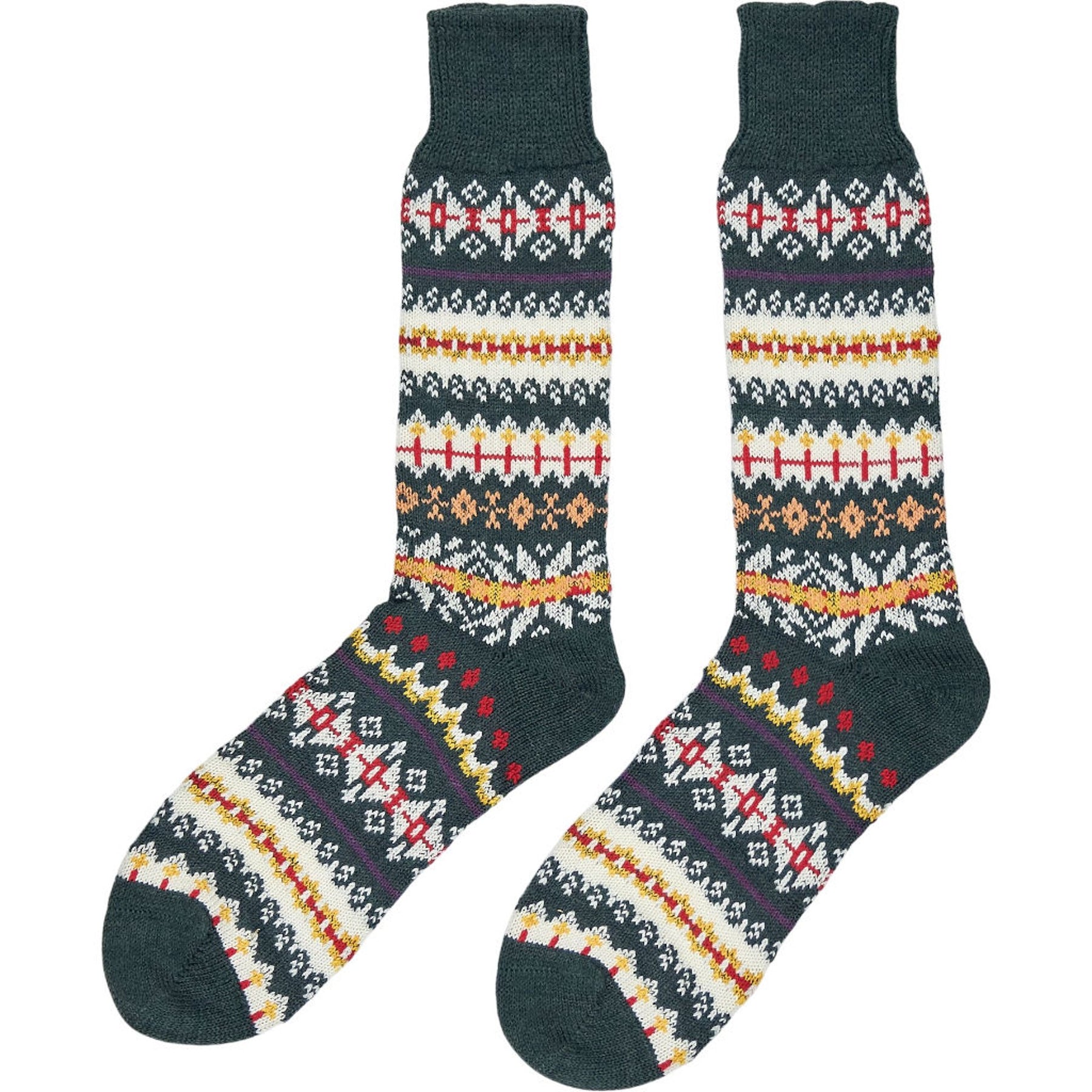 Drakes Multicoloured Green Patterned Socks