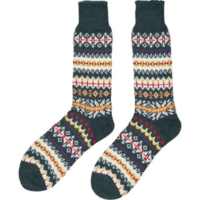 Drakes Multicoloured Green Patterned Socks
