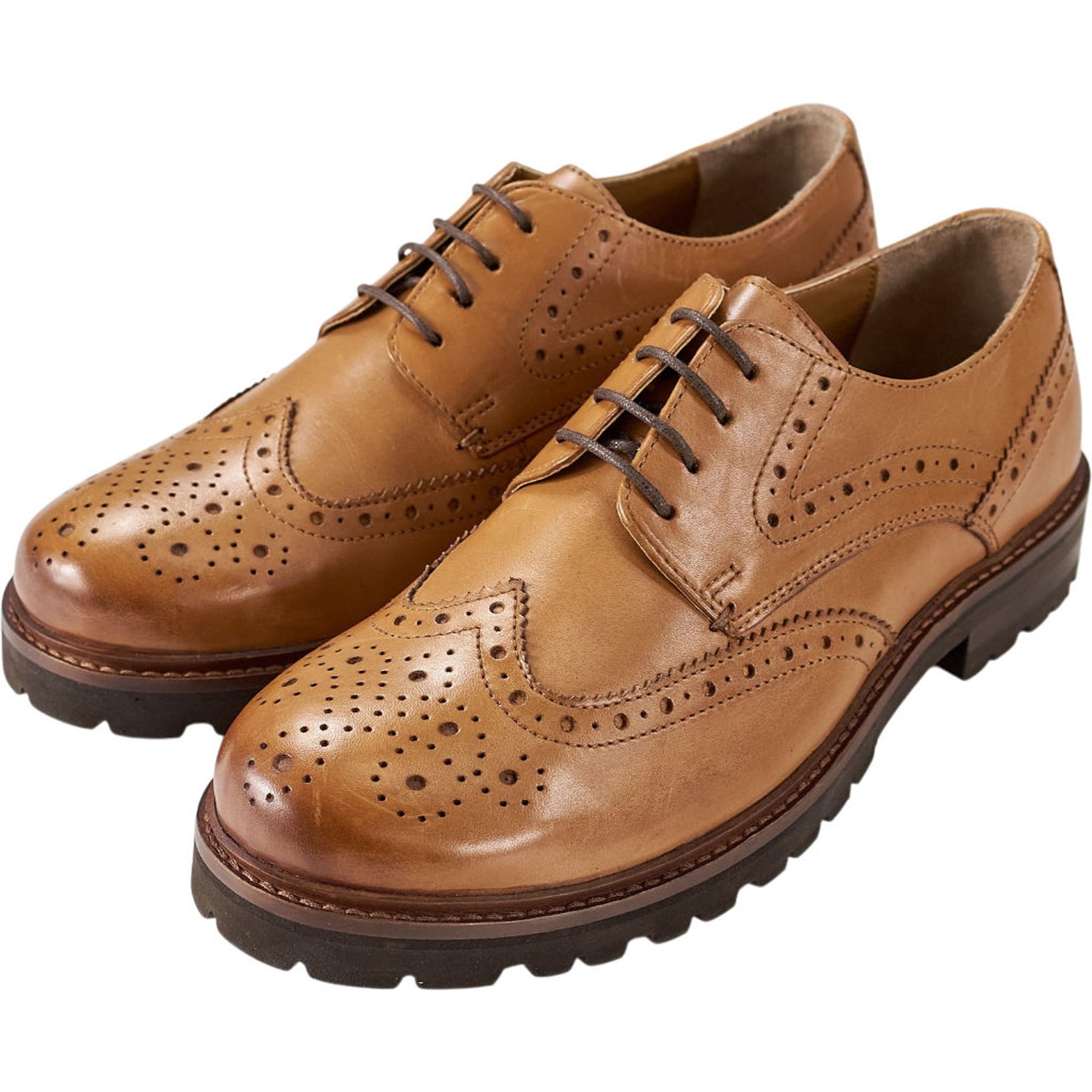 Moss Tan Leather Brogue Shoes