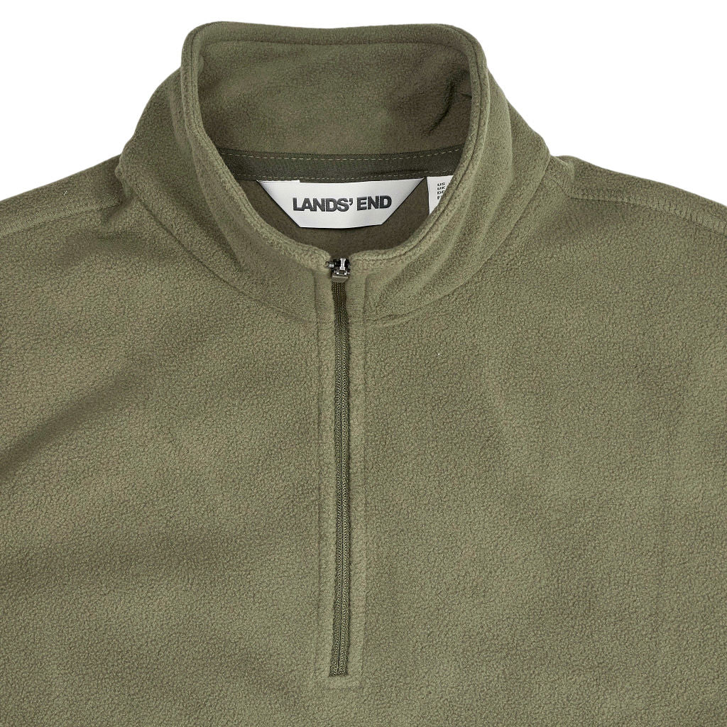 Lands' End Khaki Fleece 1/4 Zip Sweatshirt