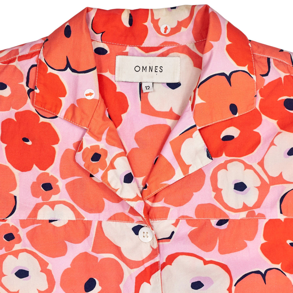 Omnes Pink Floral Short Sleeve Blouse