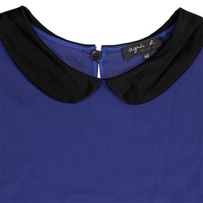 Agnès B Blue Dress with Black Collar