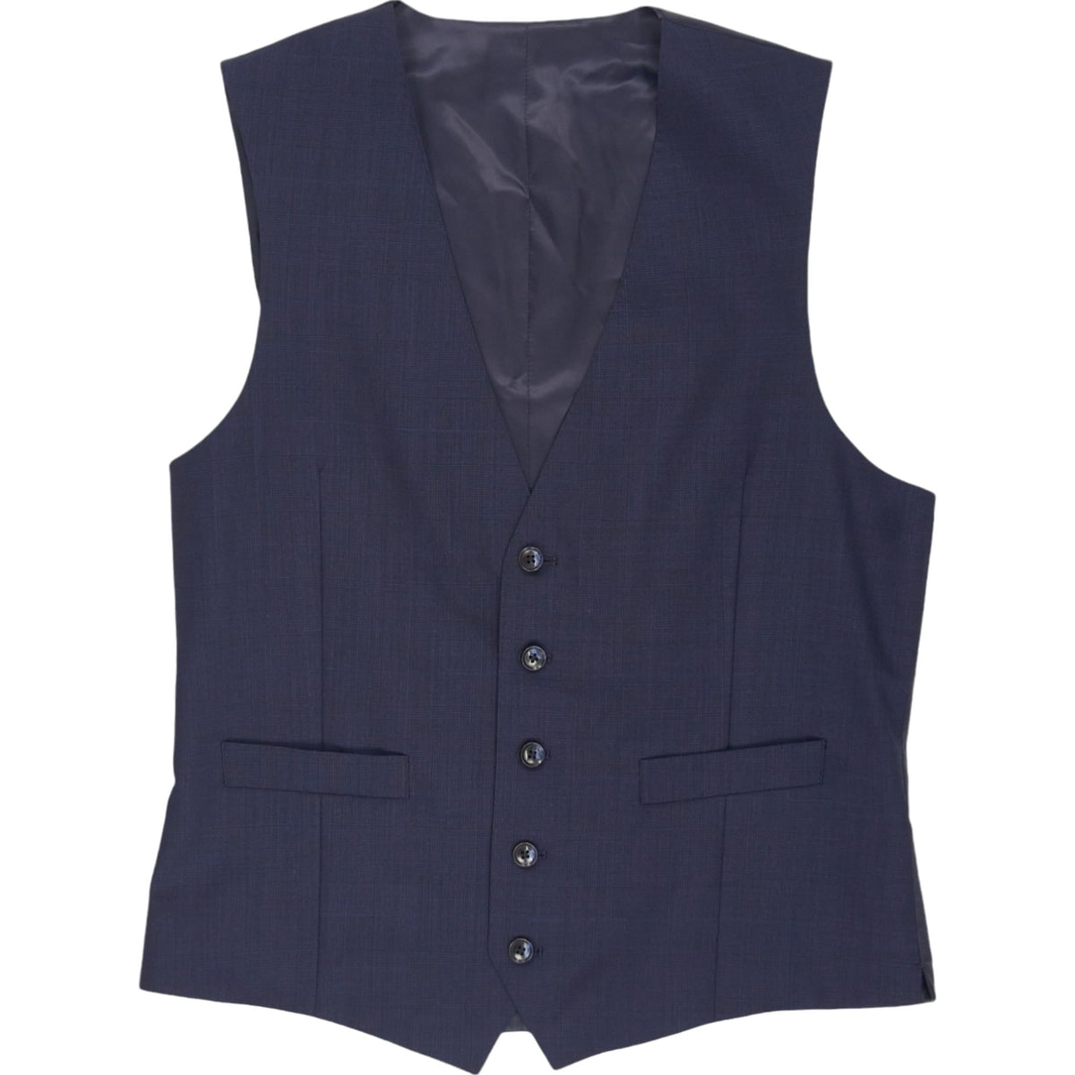 Moss Navy Wool Blend Waistcoat