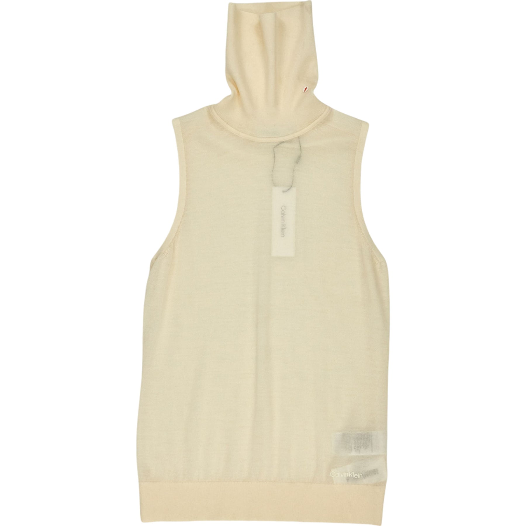 Calvin Klein Cream Merino High Neck Tank