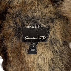 River Island Tan Fur Trimmed Parka Coat