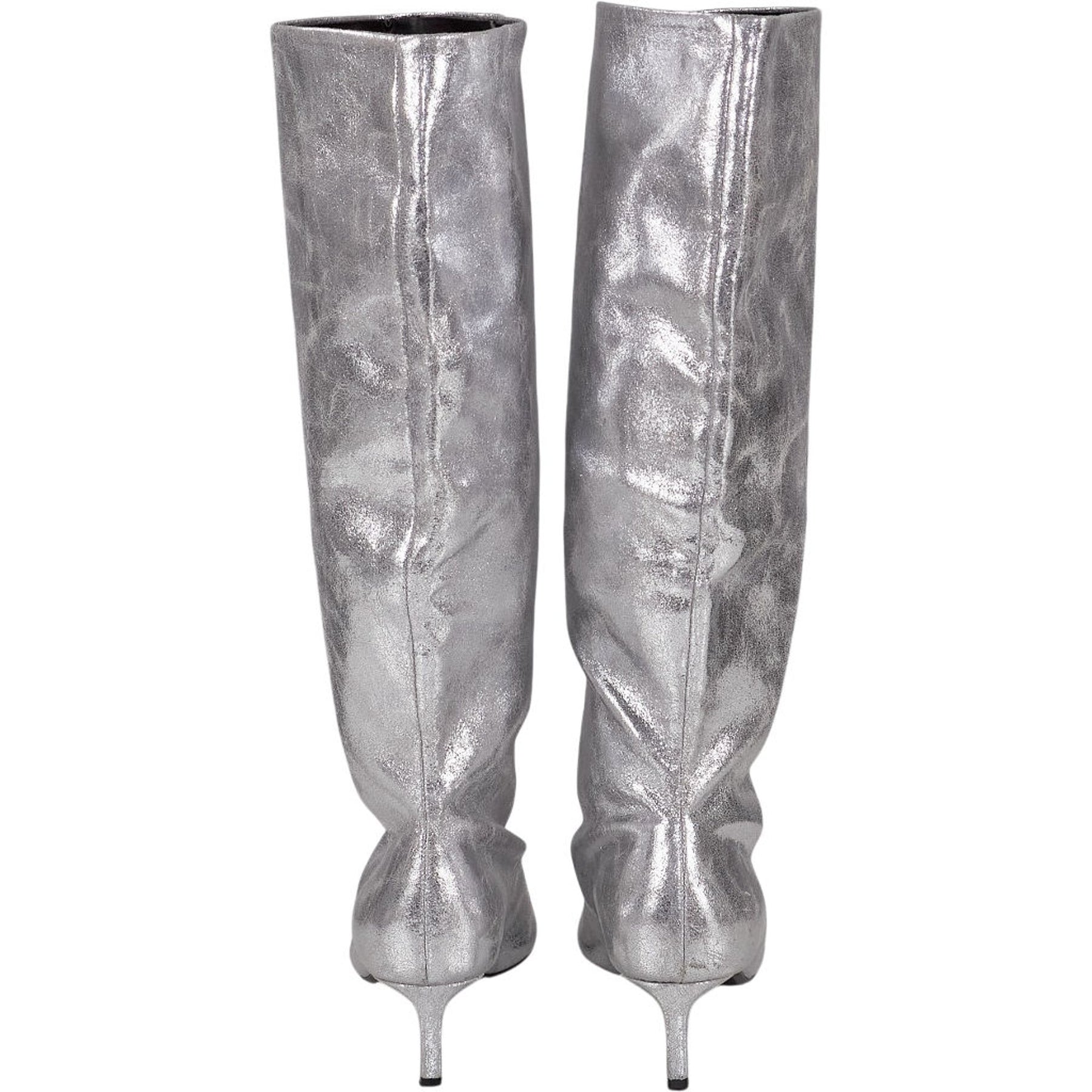 Pull&Bear Silver Metallic Knee-High Boots