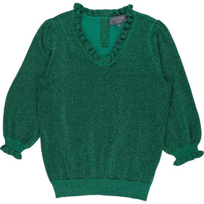 Wyse Green Lucia V-Neck Lurex Jumper