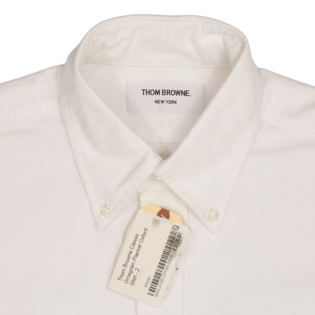 Thom Browne White Grosgrain Placket Oxford Shirt