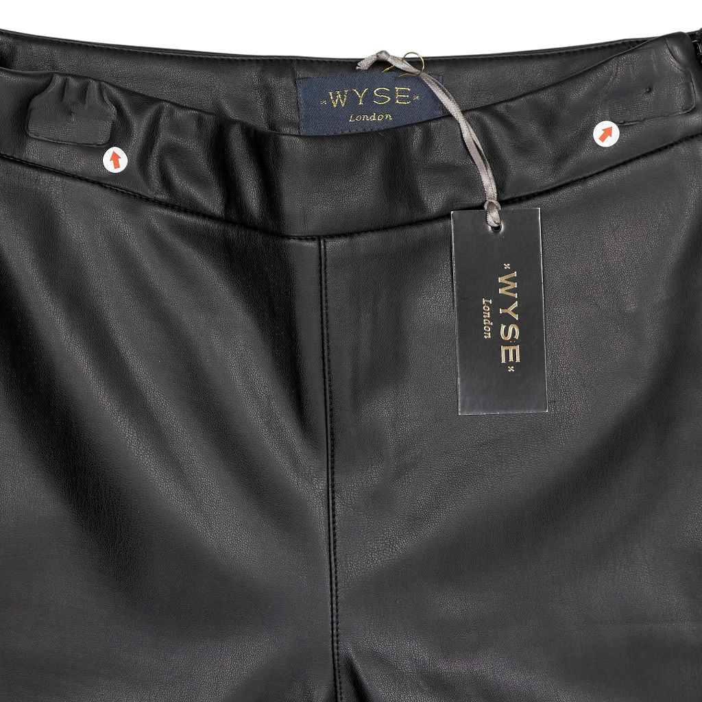 WYSE Black Lyra Slim Leg Faux Leather Trousers