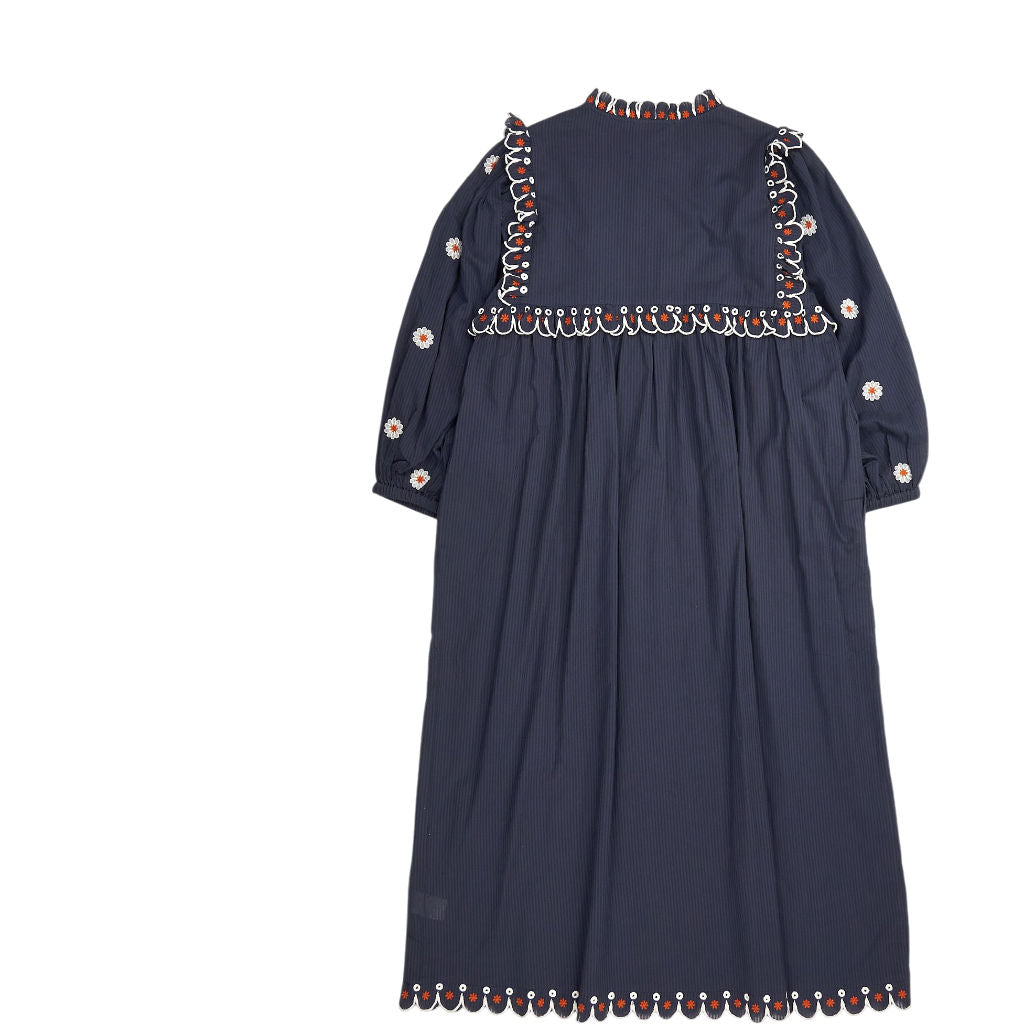Bonté Navy Multi Floral Embroidered Rosa Dress