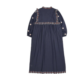 Bonté Navy Multi Floral Embroidered Rosa Dress