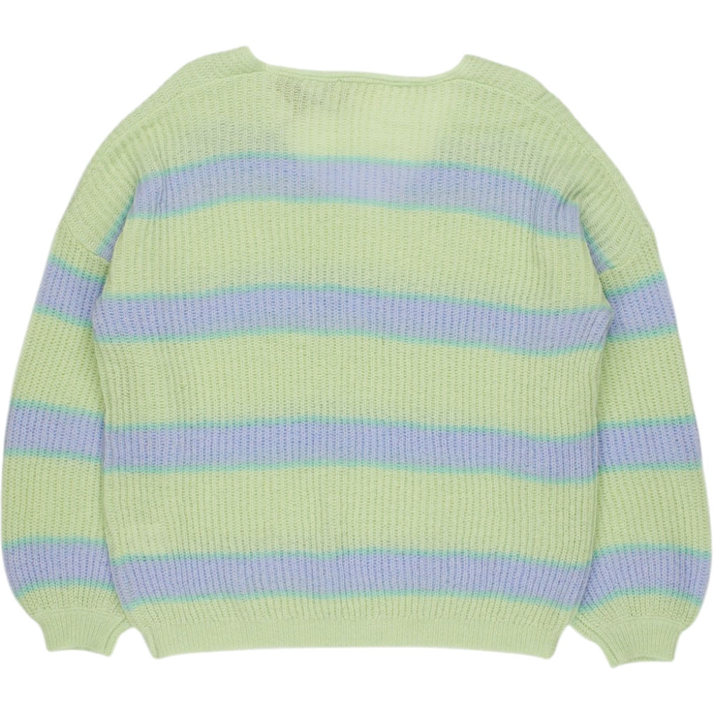 Hush Green Blue Selina Striped V Neck Jumper