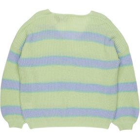 Hush Green Blue Selina Striped V Neck Jumper