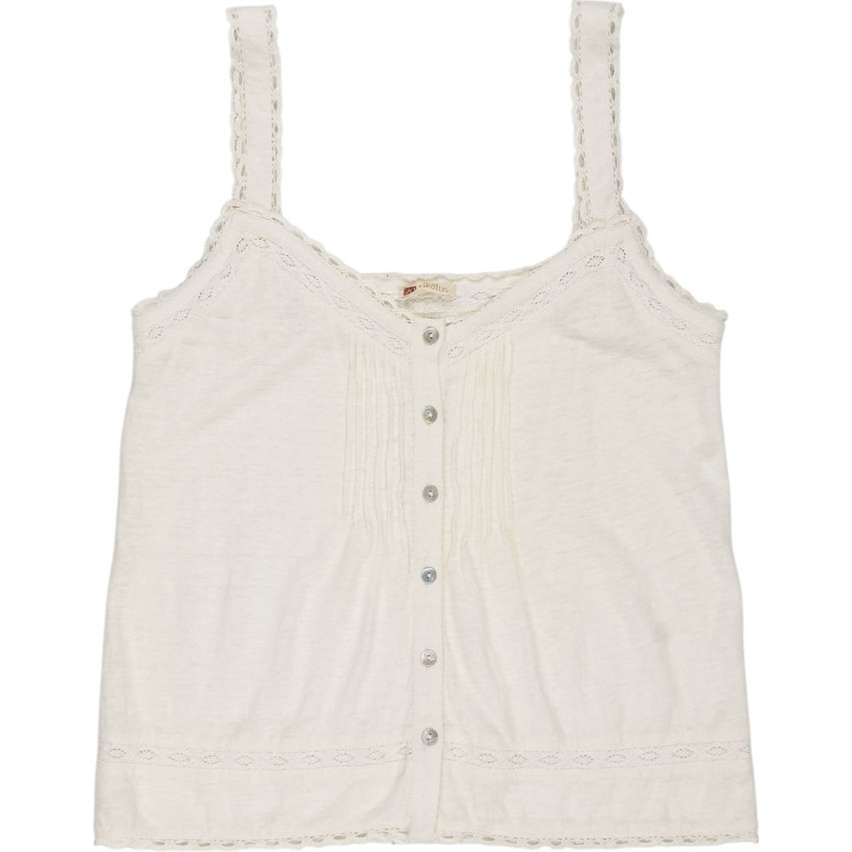 WYSE Cream Lace Trim Tank Top