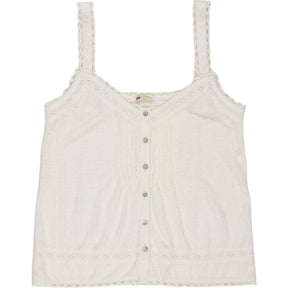 WYSE Cream Lace Trim Tank Top