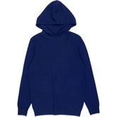 Navy Blue Cashmere Wool Blend Knit Hooded Jumper