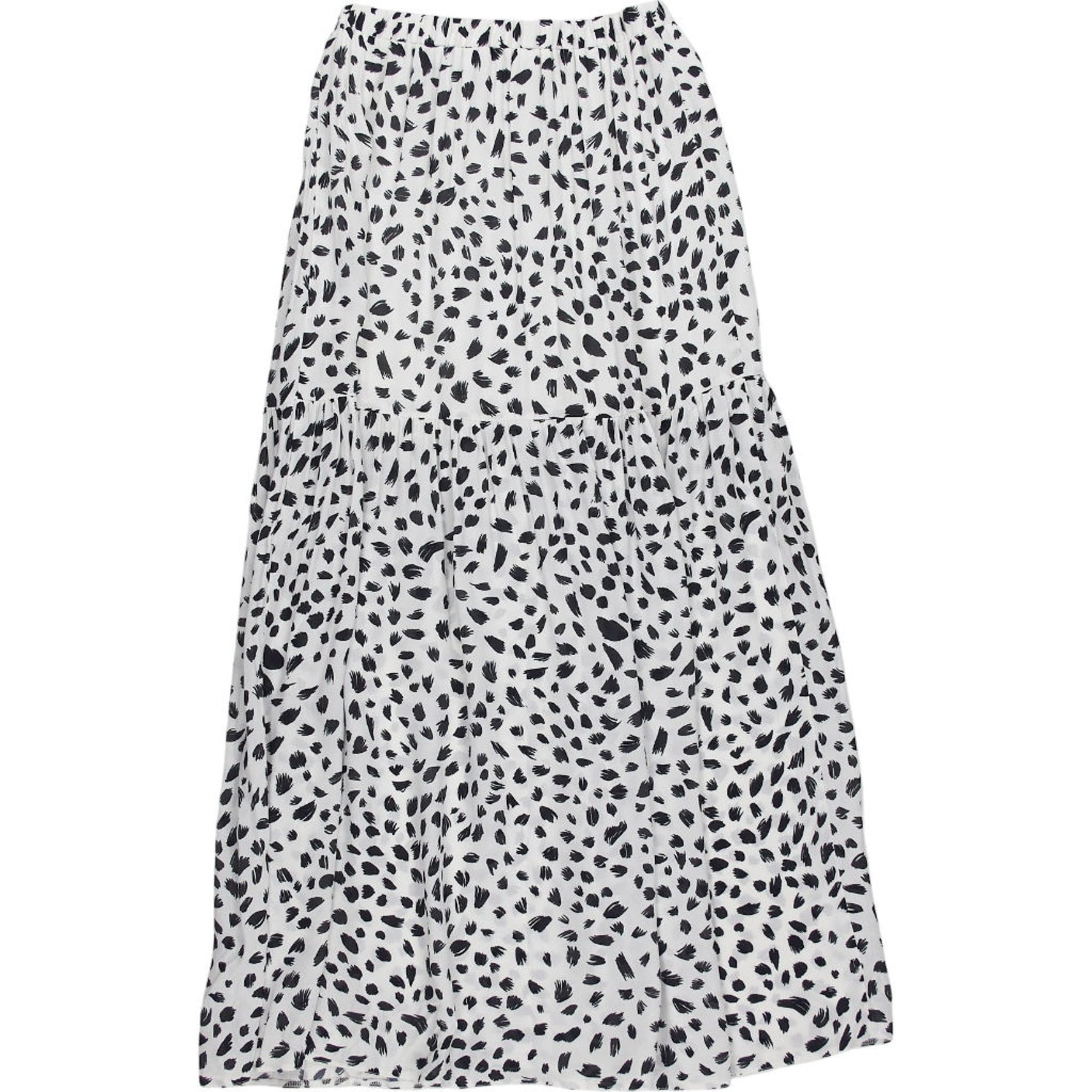 OMNES White Black Tiered Midi Skirt