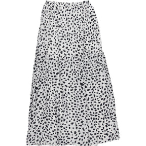 OMNES White Black Tiered Midi Skirt