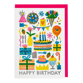 Birthday pattern - letterpress printed greeting card