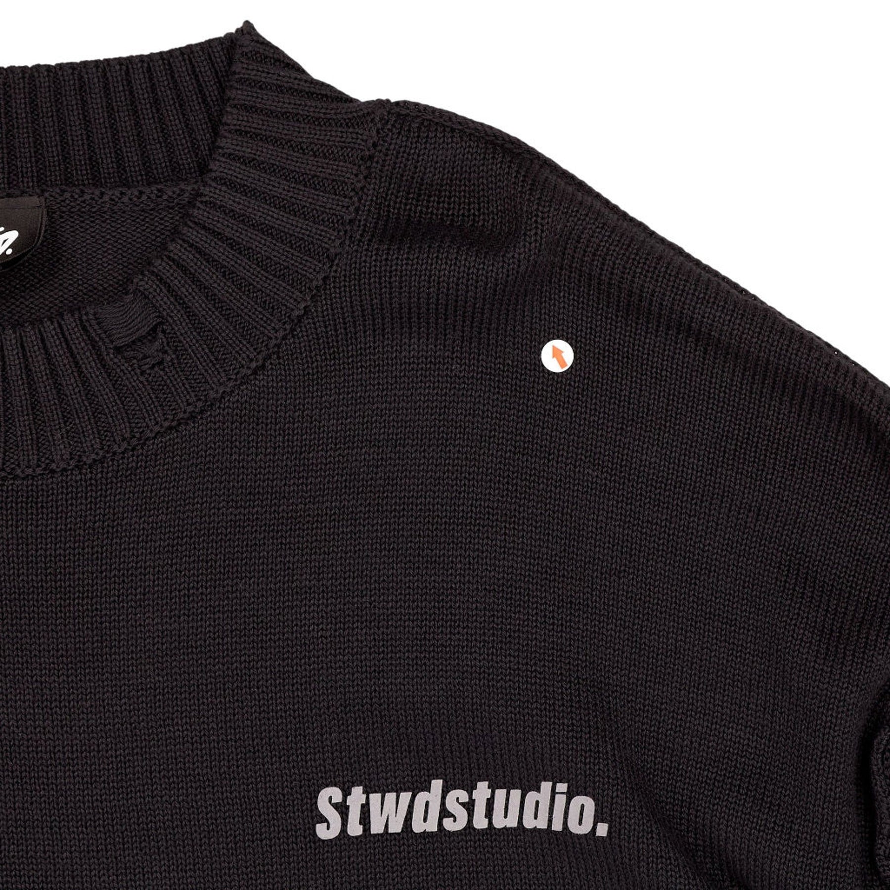 Stwd Black Cotton Distressed Sweater