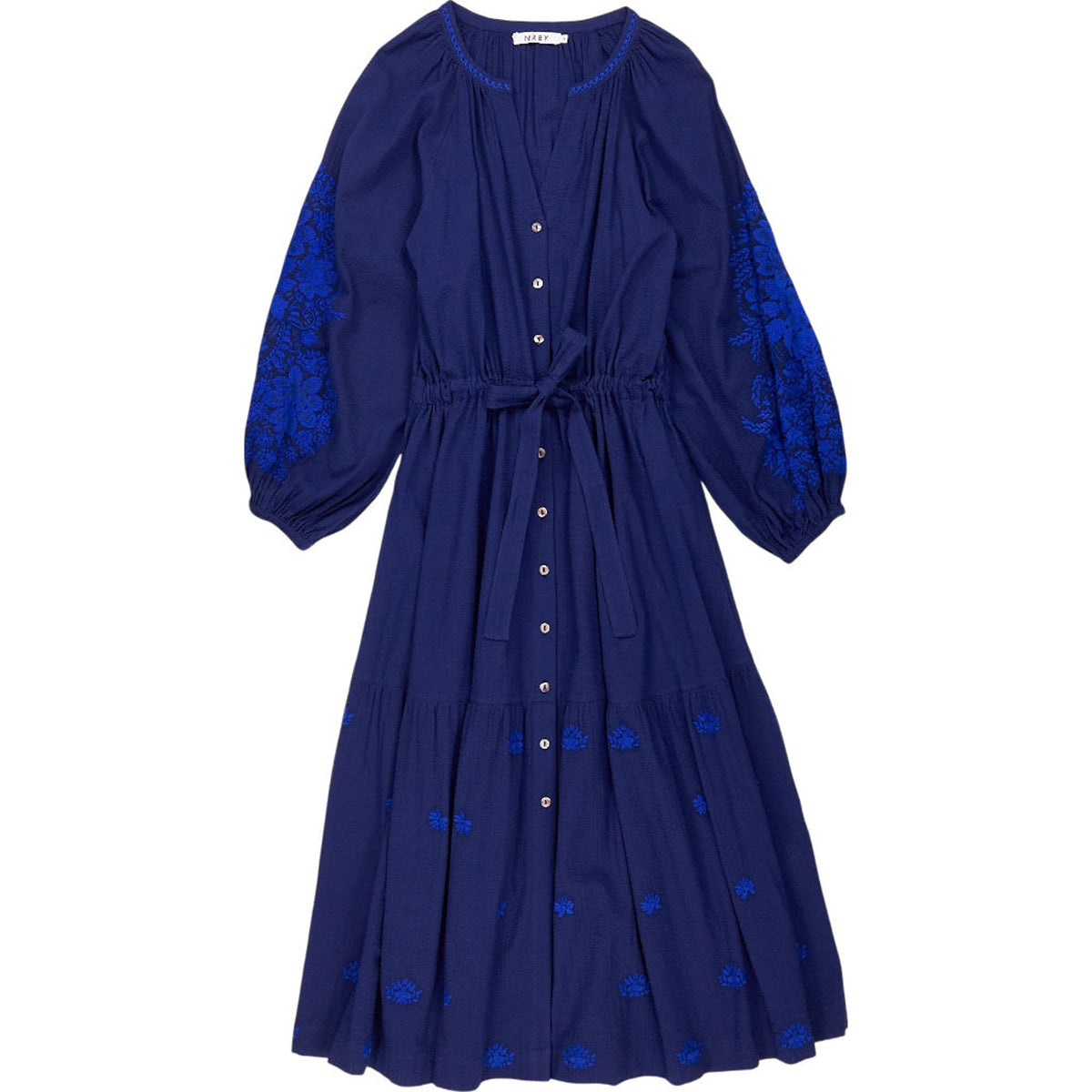 NRBY Blue Cotton Embroidered Dress