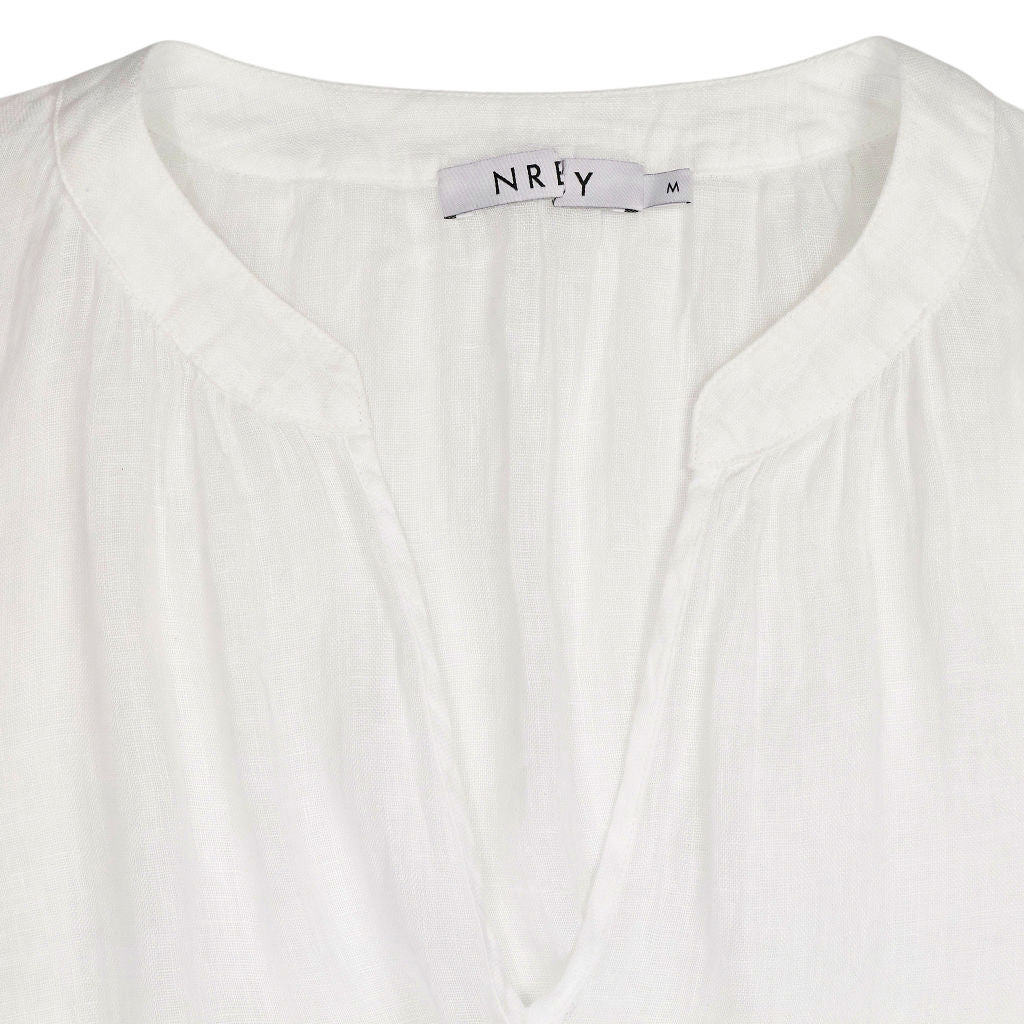 NRBY White Linen Midi Dress