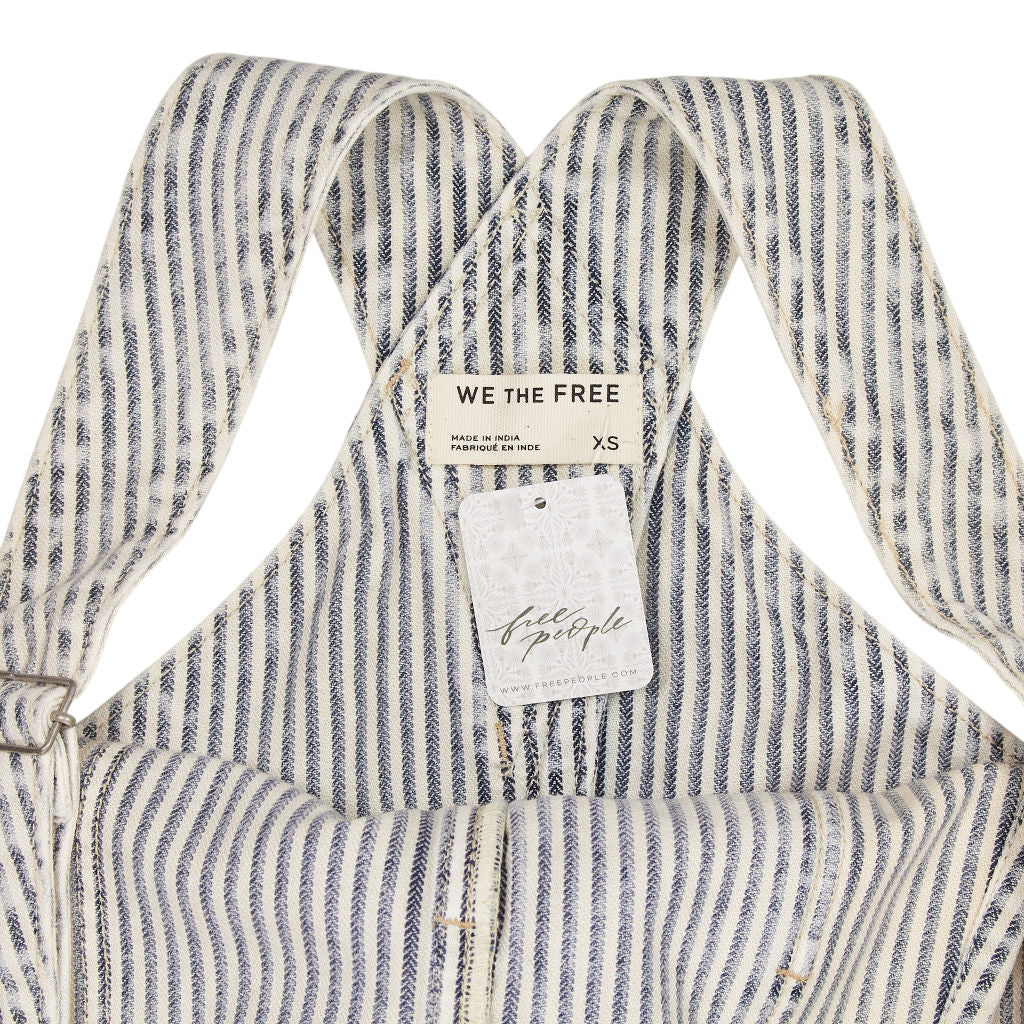 Free People Blue Striped Overalls