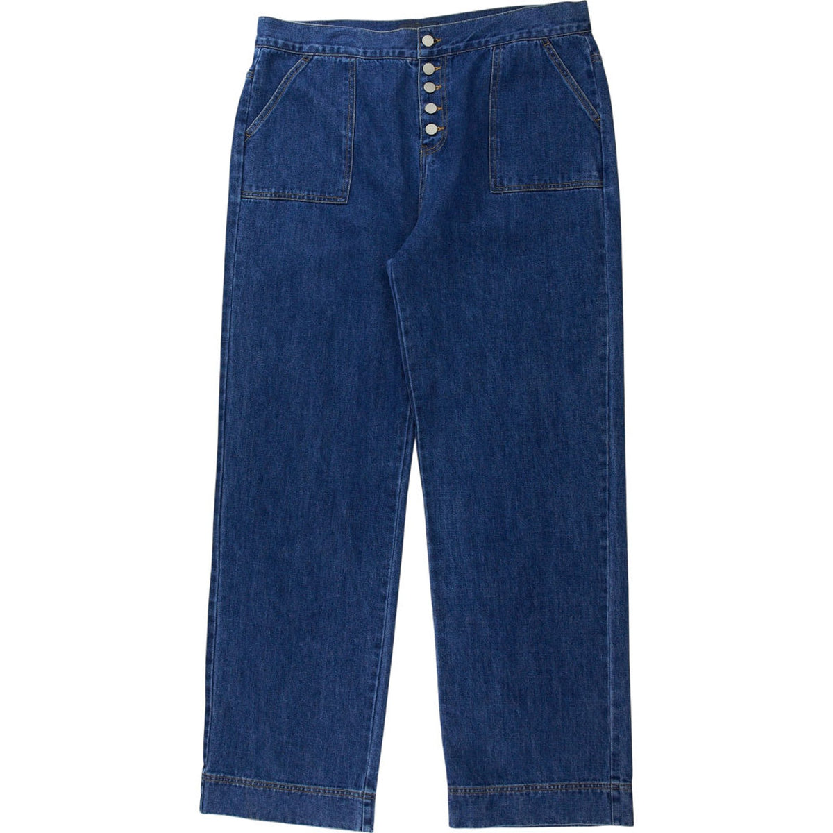 Wyse Blue High-Waisted Denim Trousers
