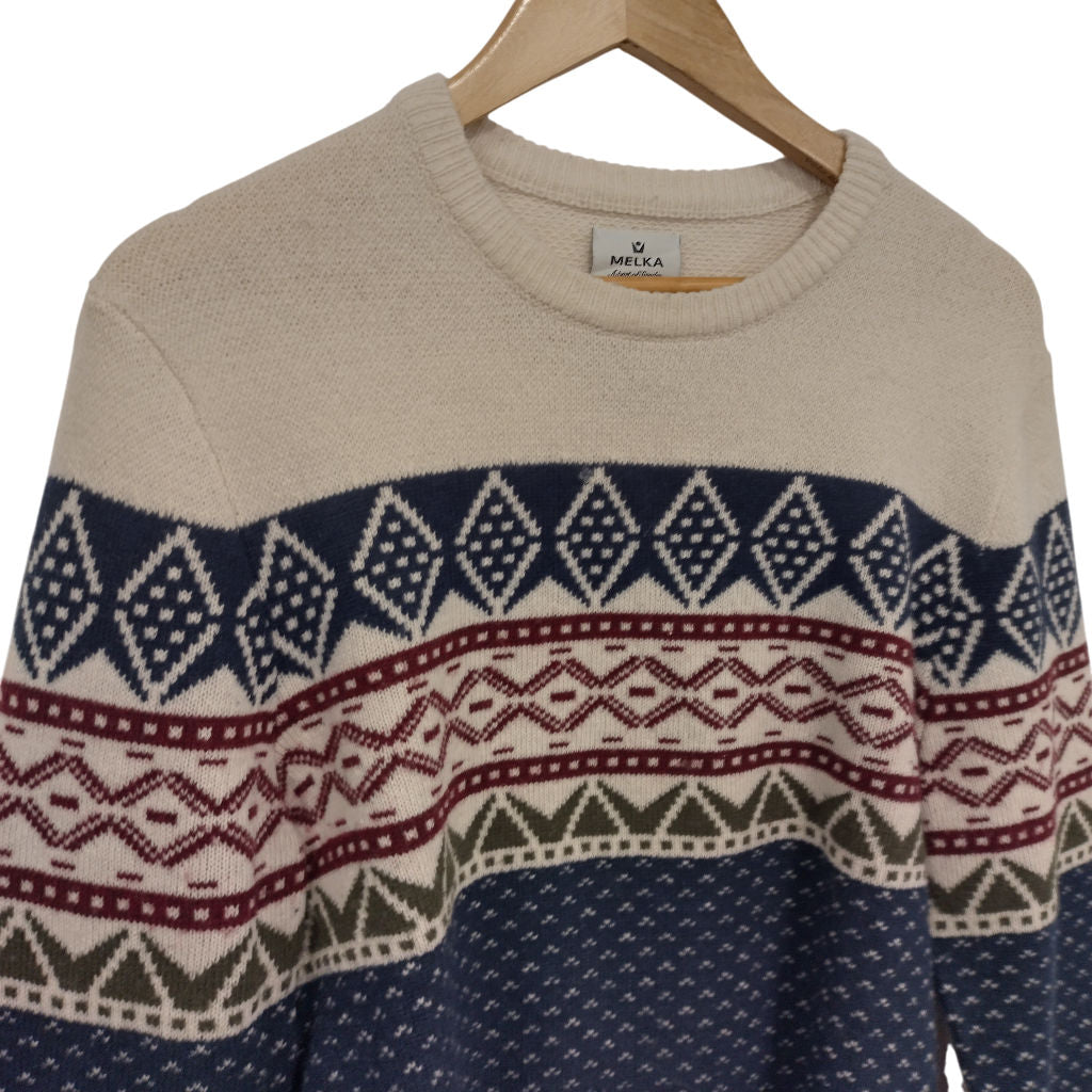 Melka Cream Multicolour Lambswool Sweater