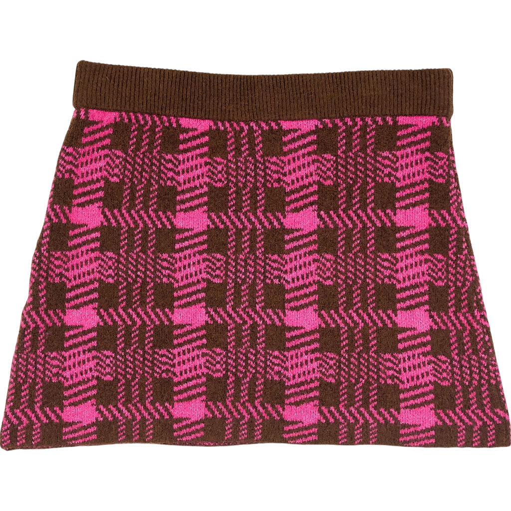 Omnes Magenta Brown Emma Checked Skirt Size XL