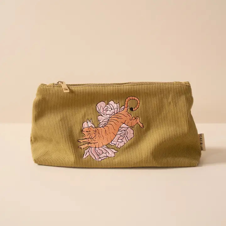 Corduroy Embroidered Pouch