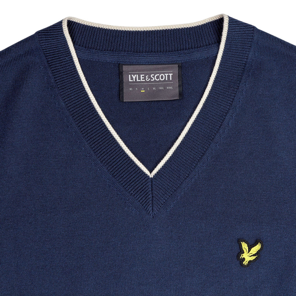 Lyle & Scott Blue V-Neck Sleeveless Sweater