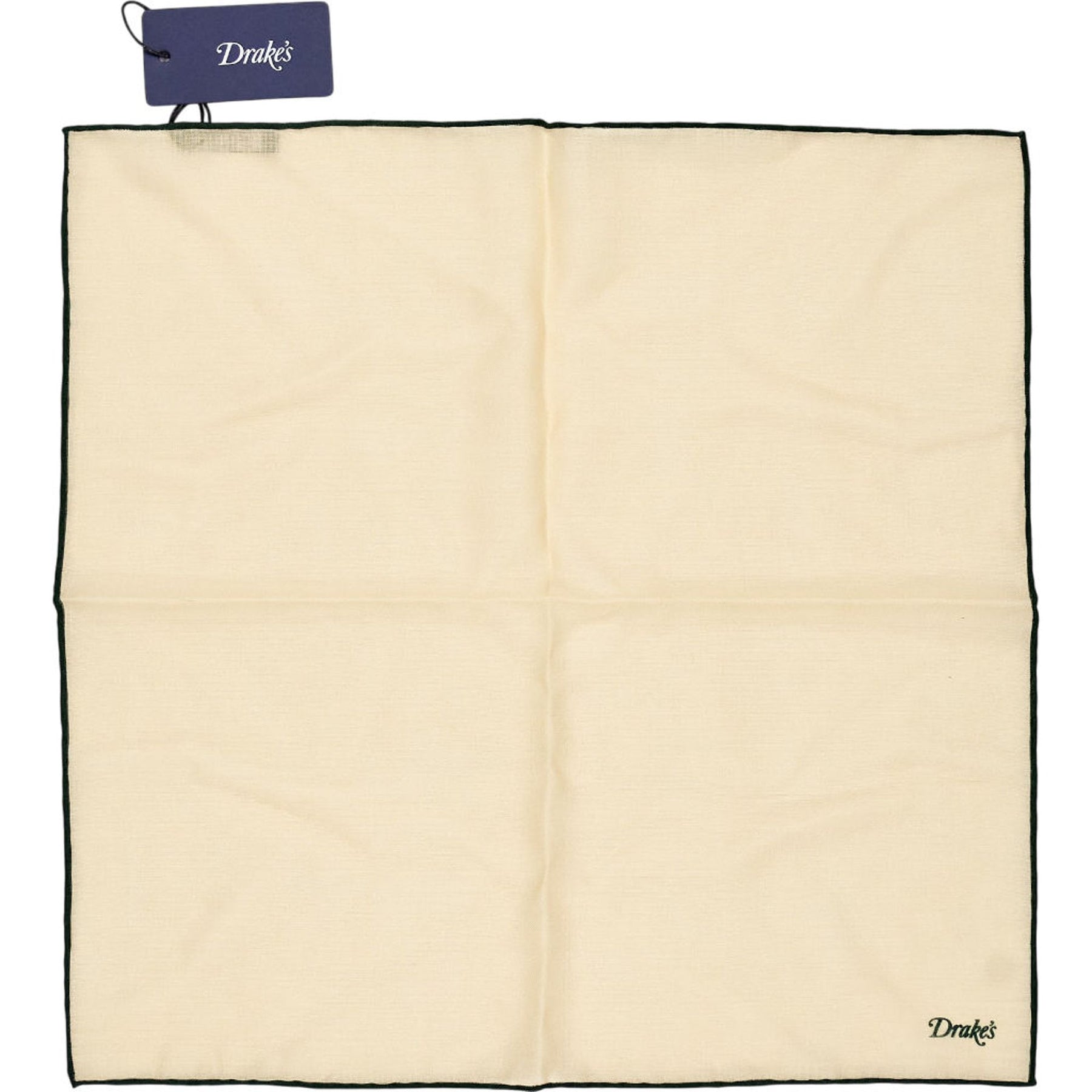 Drake's Cream Green Pocket Square