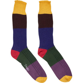 Drake's Multicoloured Ribbed Socks