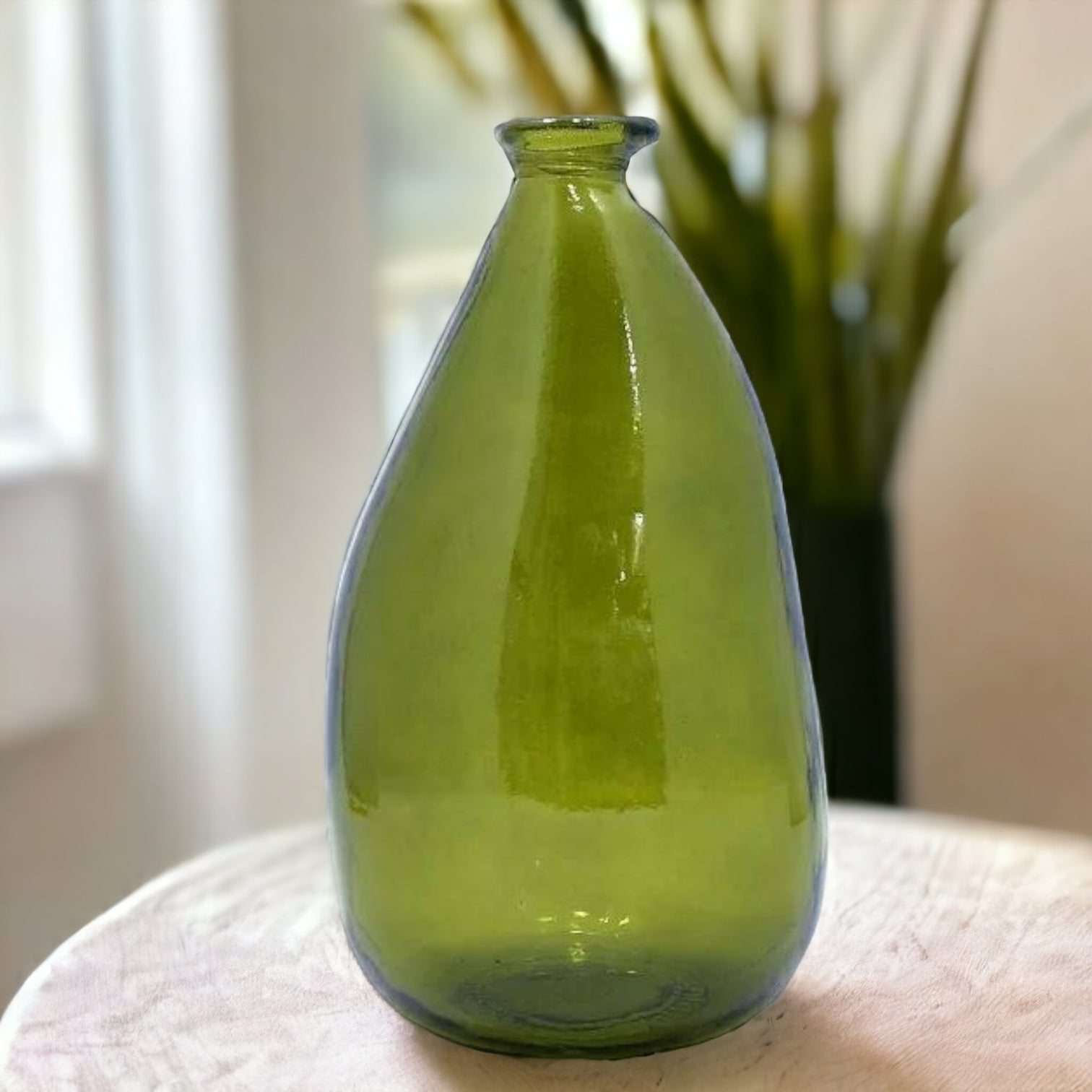 Jarapa Olive Green Recycled Blown Glass Vase