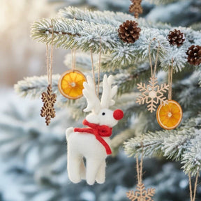 Handmade Felt Reindeer Hanging Decoration - Two Pack