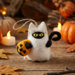 Handmade Felt 'Boo! Cat' Hanging Halloween Decoration