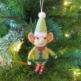 Handmade Felt Elf Christmas Tree Hanging Decoration - 2 COLOURS