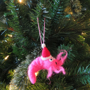 Handmade Felt Festive Prawn Decoration