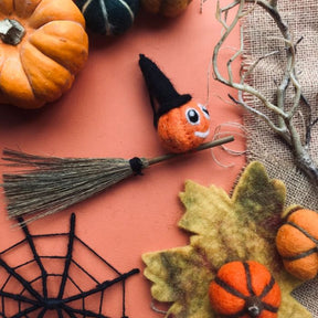 Handmade Hanging Felt Flying Pumpkin Biodegradable Halloween Decoration