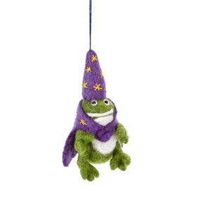 Handmade Felt 'Wizard Frog' Hanging Halloween Decoration