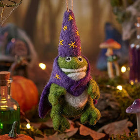 Handmade Felt 'Wizard Frog' Hanging Halloween Decoration