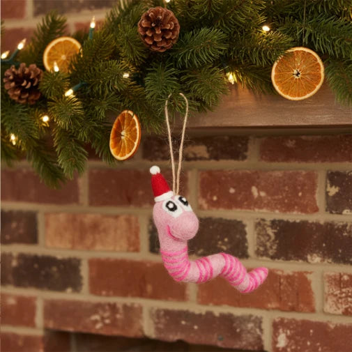 Handmade Felt Wrigley the Worm Decoration